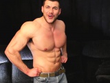 Ripped Muscle Man Jerking Off In Jeans