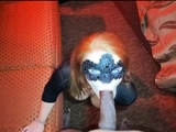 Pale and chubby brunette MILF sucks and tit fucks a big cock