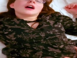 Jonees fingering and toying her hairy pussy